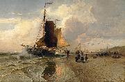 Emil Neumann Fischmarkt am Strand vor Scheveningen oil painting artist